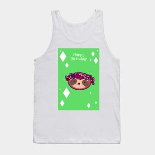 Happy Birthday - Flower Crown Sloth Face Tank Top